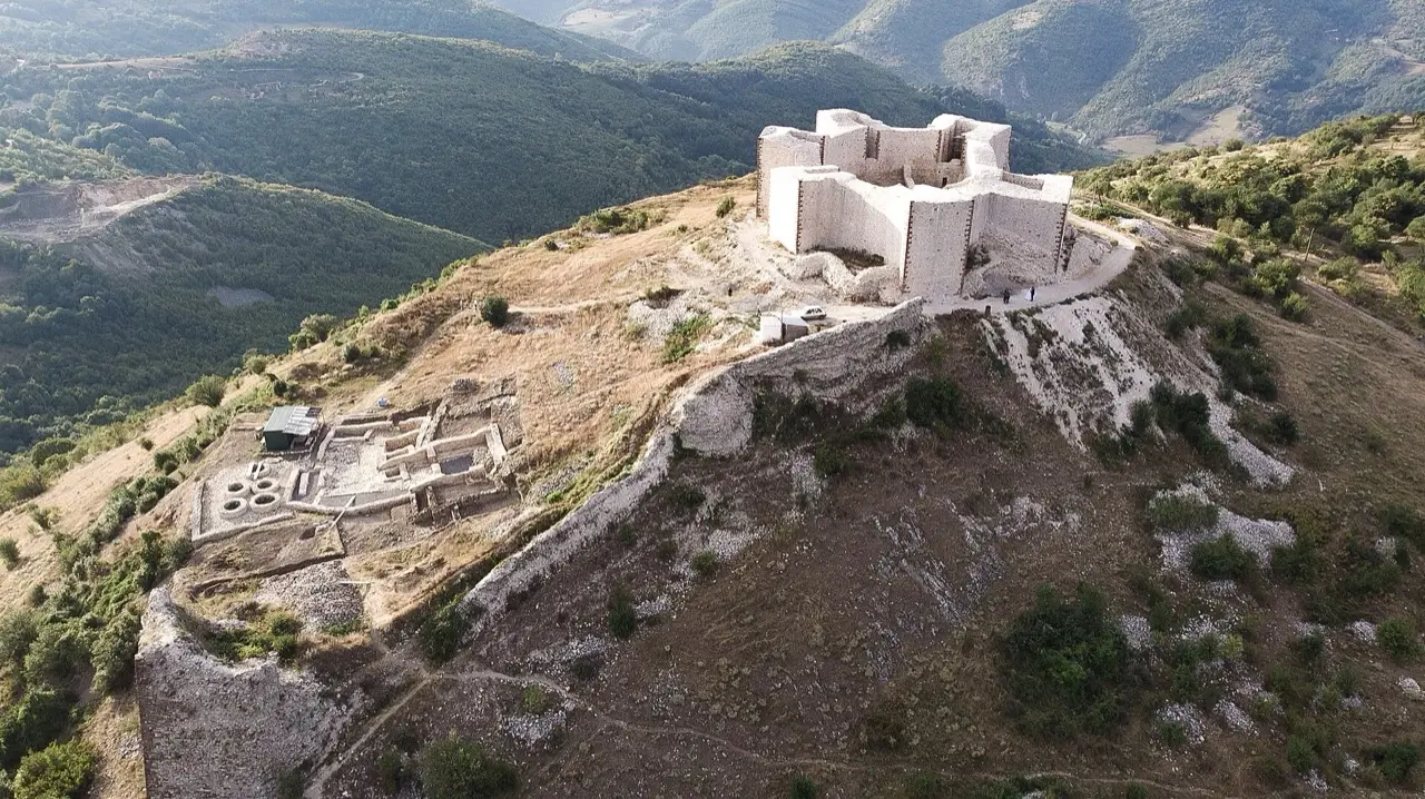 The citadel and the excavated lower town from the air